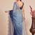 Blue ombre mirror work tissue designer saree