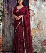 Maroon tissue designer saree