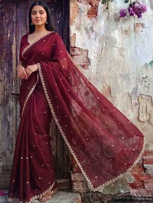 Maroon tissue designer saree 3