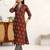 women ethnic motifs printed regular cotton blend kurta with trousers & with dupatta