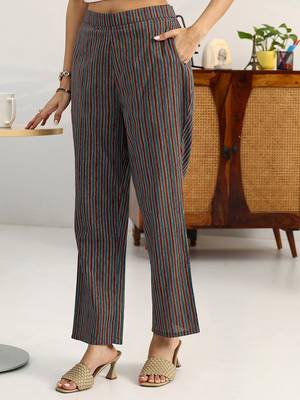 women ethnic motifs printed regular cotton blend kurta with trousers & with dupatta 7