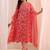 women floral printed regular thread work kurta with trousers & with dupatta