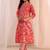 women floral printed regular thread work kurta with trousers & with dupatta