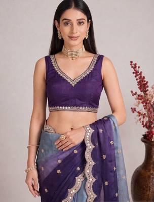 Multicolor ombre mirror work tissue designer saree 5