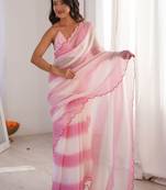 Pink pink satin ethnic solid party wear matching blouse sarees