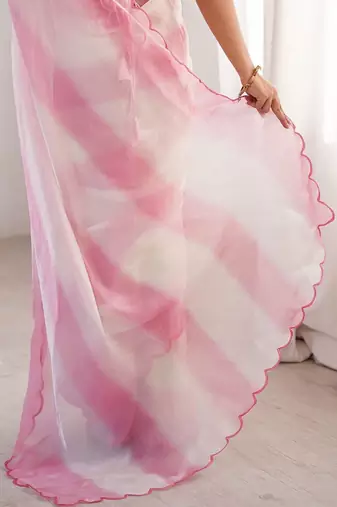 Pink pink satin ethnic solid party wear matching blouse sarees