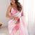 Pink pink satin ethnic solid party wear matching blouse sarees