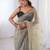 Cream embellished sequinned net designer saree