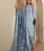 women ethnic motifs printed regular thread work kurta with trousers & with dupatta