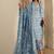 women ethnic motifs printed regular thread work kurta with trousers & with dupatta