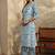 women ethnic motifs printed regular thread work kurta with trousers & with dupatta