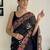 Black embellished sequinned  georgette saree