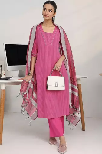 women regular kurta with salwar & with dupatta