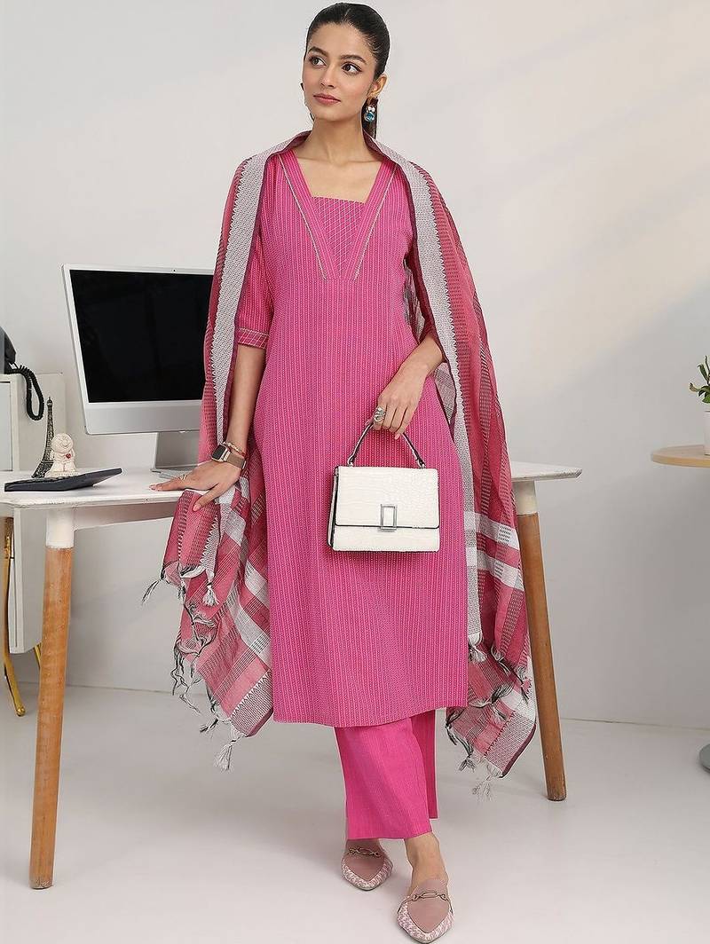 women regular kurta with salwar & with dupatta