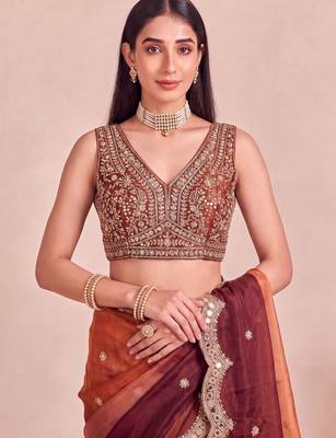 Multicolor ombre mirror work tissue designer saree 5