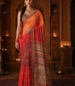 Multicolor bandhani  georgette handloom saree