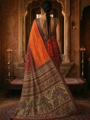 Multicolor bandhani  georgette handloom saree 2