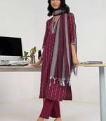women printed regular kurta with trousers & with dupatta