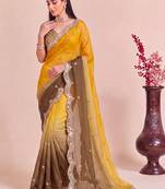 Multicolor ombre mirror work tissue designer saree