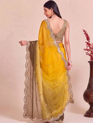 Multicolor ombre mirror work tissue designer saree 2