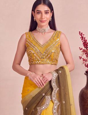 Multicolor ombre mirror work tissue designer saree 5