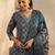 women ethnic motifs printed regular thread work kurta with trousers & with dupatta