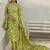 libas green floral printed cotton blend straight suit set with dupatta