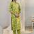 libas green floral printed cotton blend straight suit set with dupatta
