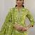 libas green floral printed cotton blend straight suit set with dupatta