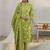 libas green floral printed cotton blend straight suit set with dupatta
