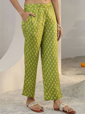 libas green floral printed cotton blend straight suit set with dupatta 7