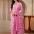 pink floral printed cotton straight suit set