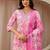 pink floral printed cotton straight suit set