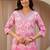 pink floral printed cotton straight suit set