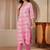 pink floral printed cotton straight suit set