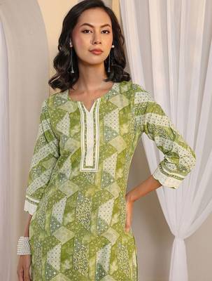 libas green geometric printed straight suit set with dupatta 6