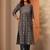 women ethnic motifs printed regular thread work kurta with trousers