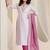 women printed regular thread work kurta with trousers & with dupatta