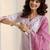 women printed regular thread work kurta with trousers & with dupatta