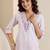 women printed regular thread work kurta with trousers & with dupatta