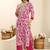 women floral printed regular thread work kurta with trousers & with dupatta