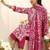 women floral printed regular thread work kurta with trousers & with dupatta