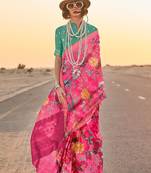 Pink floral zari tissue saree