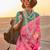 Pink floral zari tissue saree