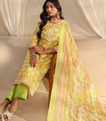 libas green chevron printed straight suit set with dupatta