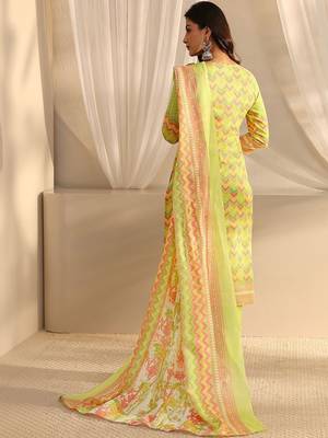 libas green chevron printed straight suit set with dupatta 4