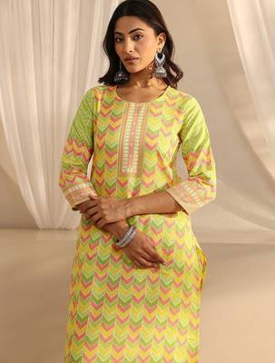 libas green chevron printed straight suit set with dupatta 6