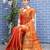 Orange orange & gold-toned paisley woven design zari tissue saree