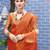 Orange orange & gold-toned paisley woven design zari tissue saree