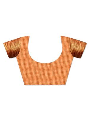 Orange orange & gold-toned paisley woven design zari tissue saree 5